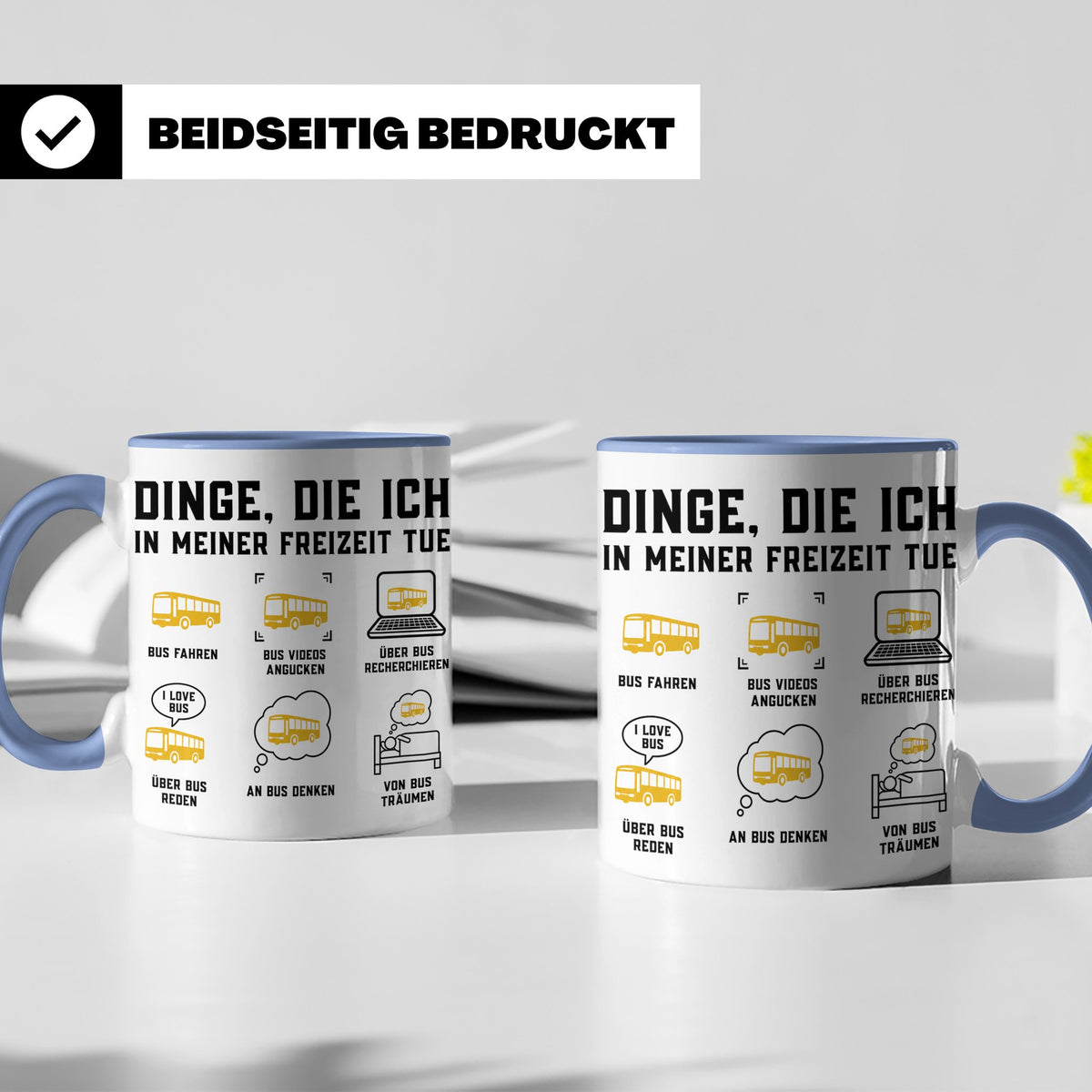 Busfahrer Tasse Dinge die ich tue lustiger Spruch, Geschenk  – Blau [farbe:blau]