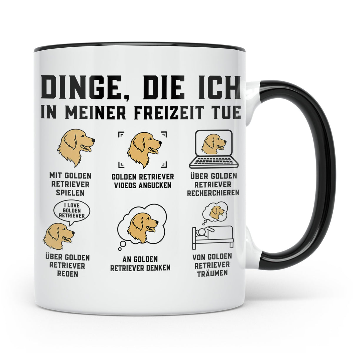 Golden Retriever Tasse mit Spruch 'Dinge die ich in meiner F – Schwarz [farbe:schwarz]