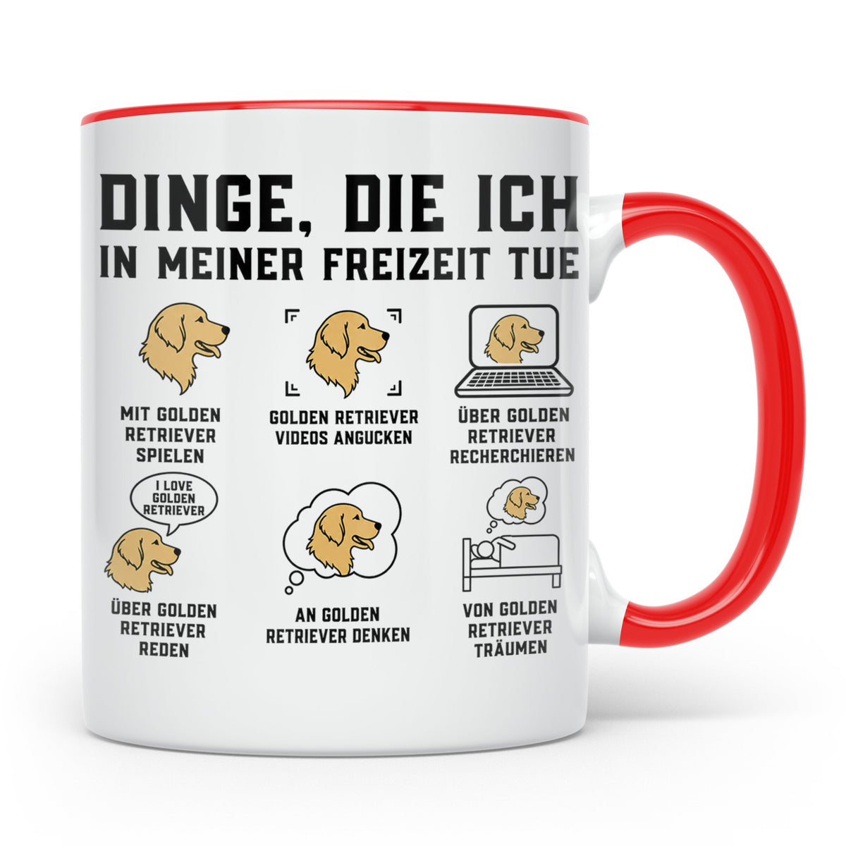 Golden Retriever Tasse mit Spruch 'Dinge die ich in meiner F – Rot [farbe:rot]