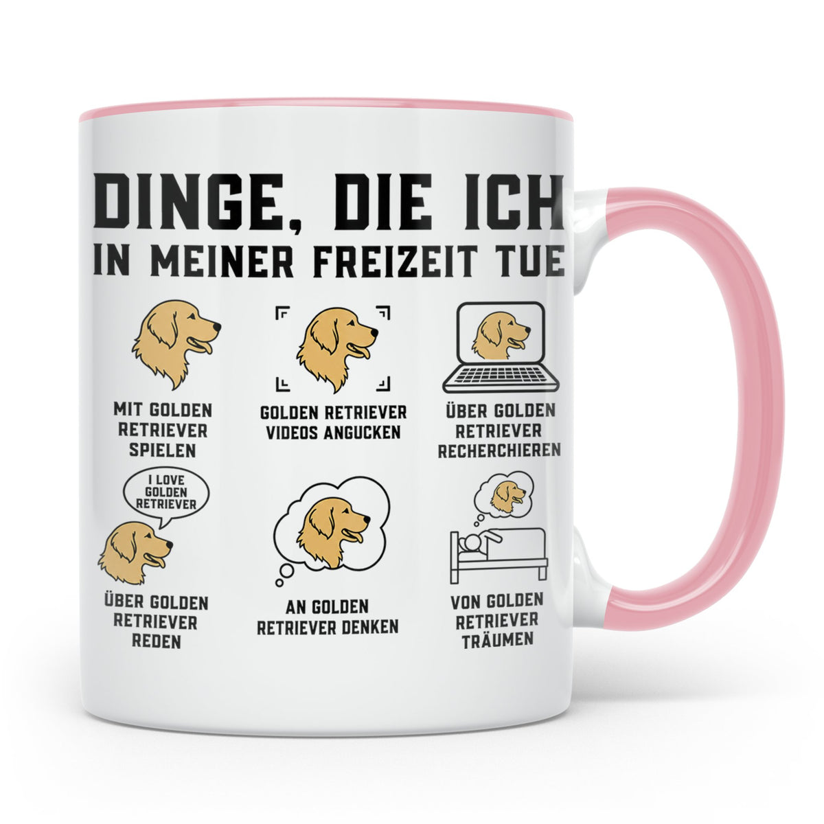 Golden Retriever Tasse mit Spruch 'Dinge die ich in meiner F – Rosa [farbe:rosa]