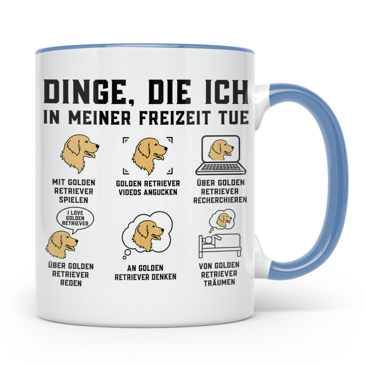 Golden Retriever Tasse mit Spruch 'Dinge die ich in meiner F – Blau [farbe:blau]