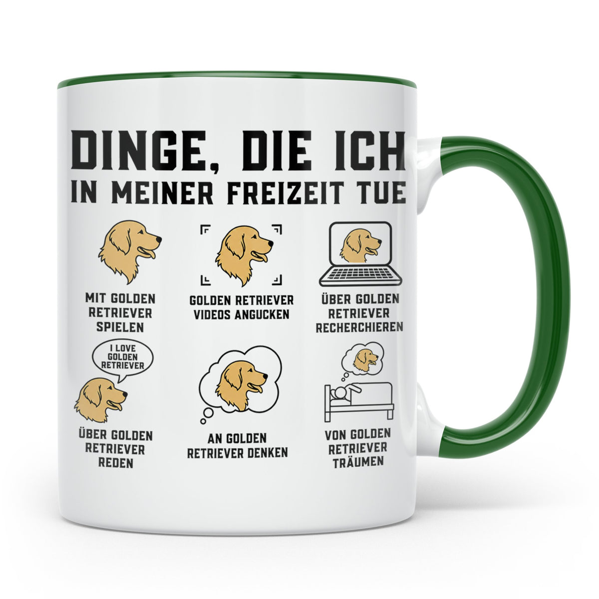 Golden Retriever Tasse mit Spruch 'Dinge die ich in meiner F – Grün [farbe:grün]