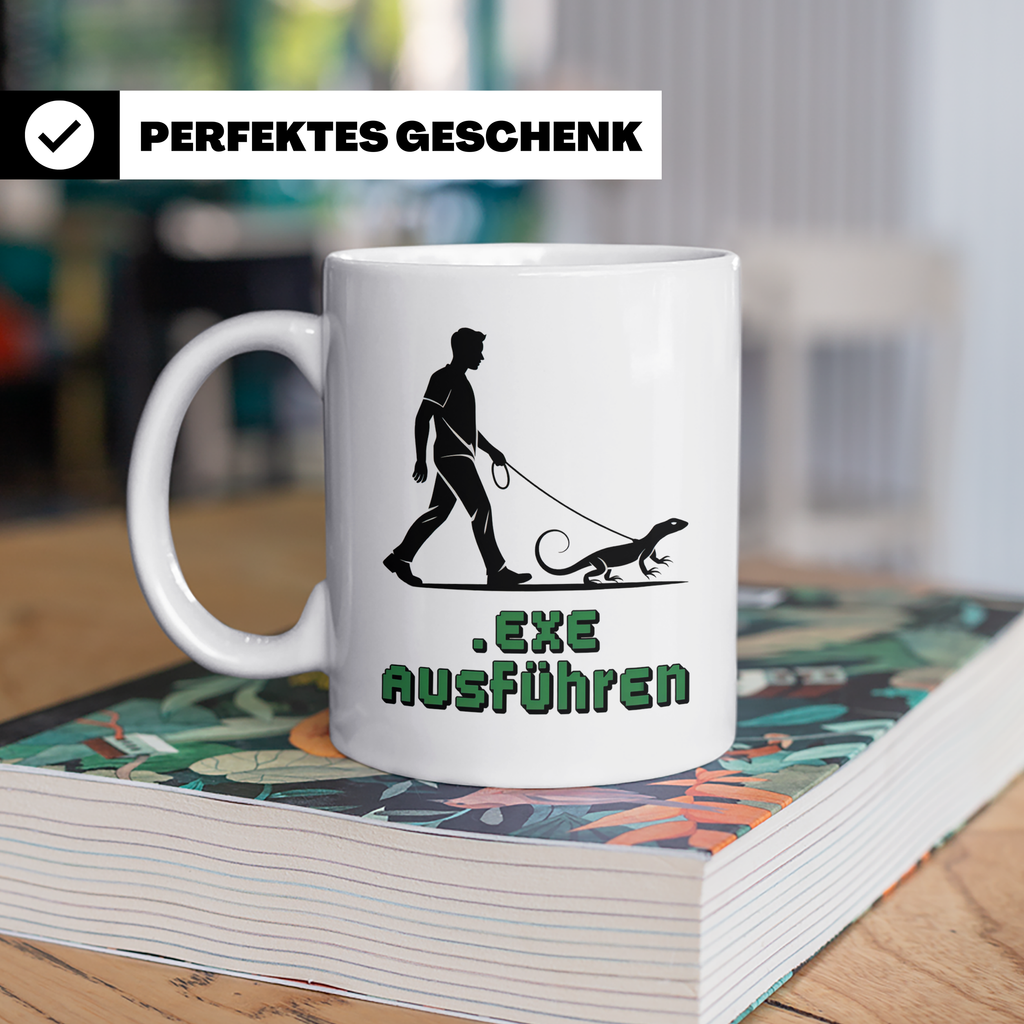 Echsen Tasse - Bartagame Gassi führen! Reptilienhalter Gesch – Weiß [farbe:weiß]