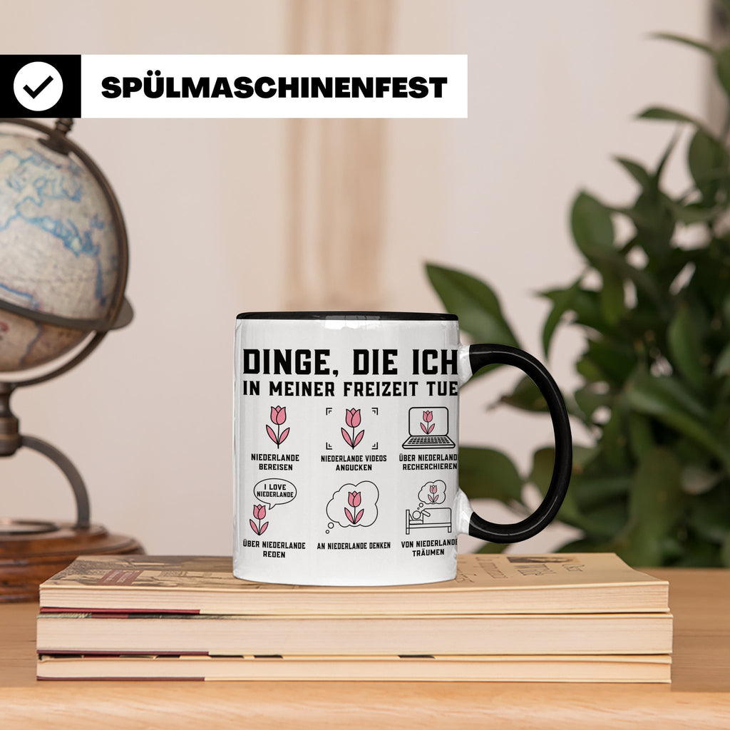 Niederlande Tasse Dinge die ich in meiner Freizeit tue lusti – Schwarz [farbe:schwarz]