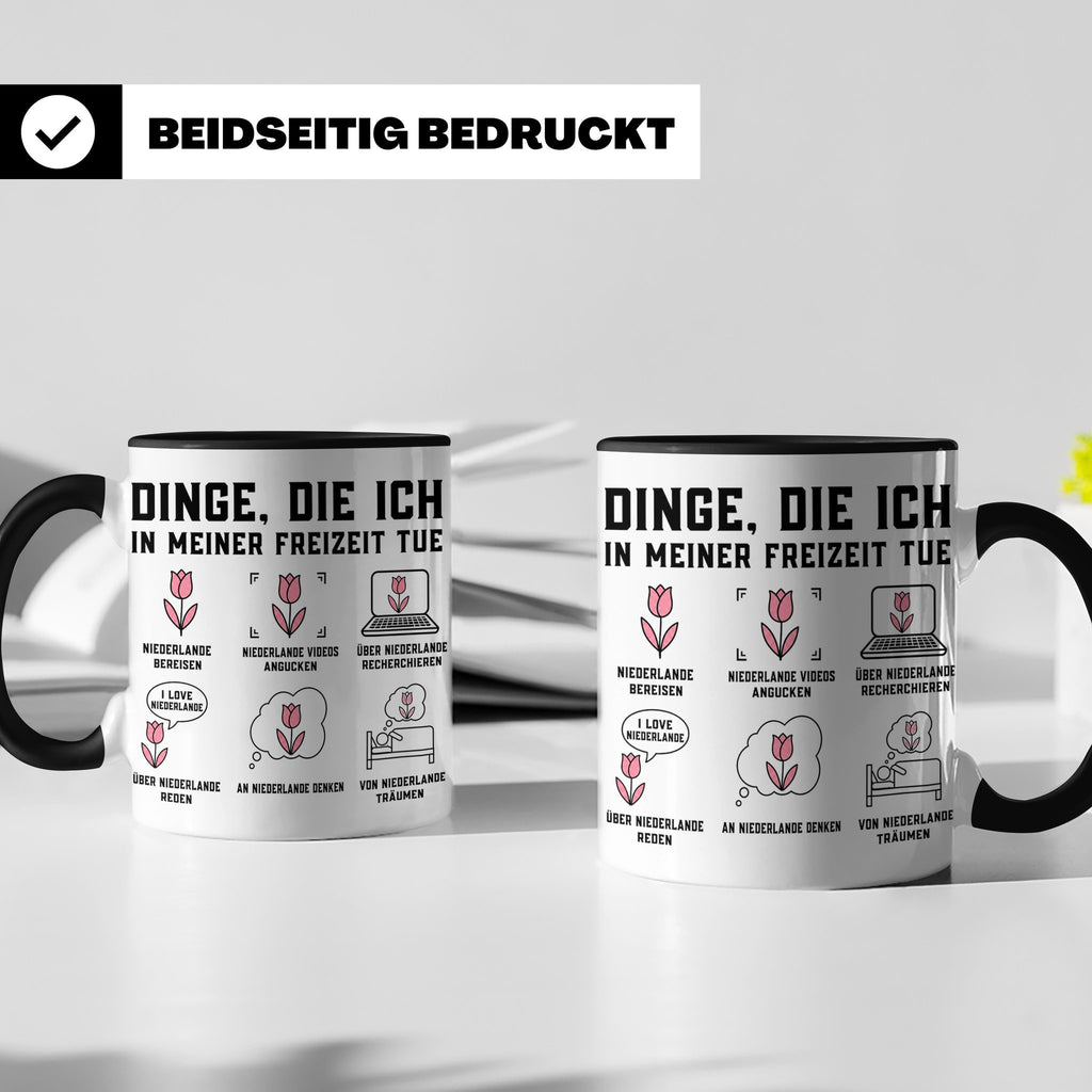 Niederlande Tasse Dinge die ich in meiner Freizeit tue lusti – Schwarz [farbe:schwarz]