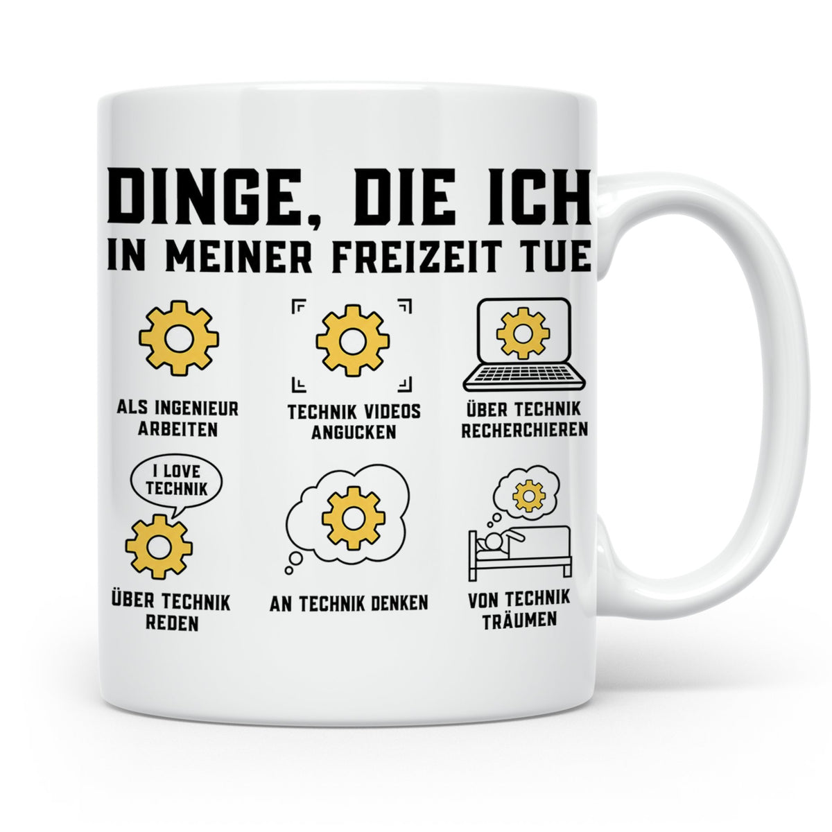 Ingenieur Tasse mit Spruch Dinge die ich tue. Geschenk für M – Weiß [farbe:weiß]