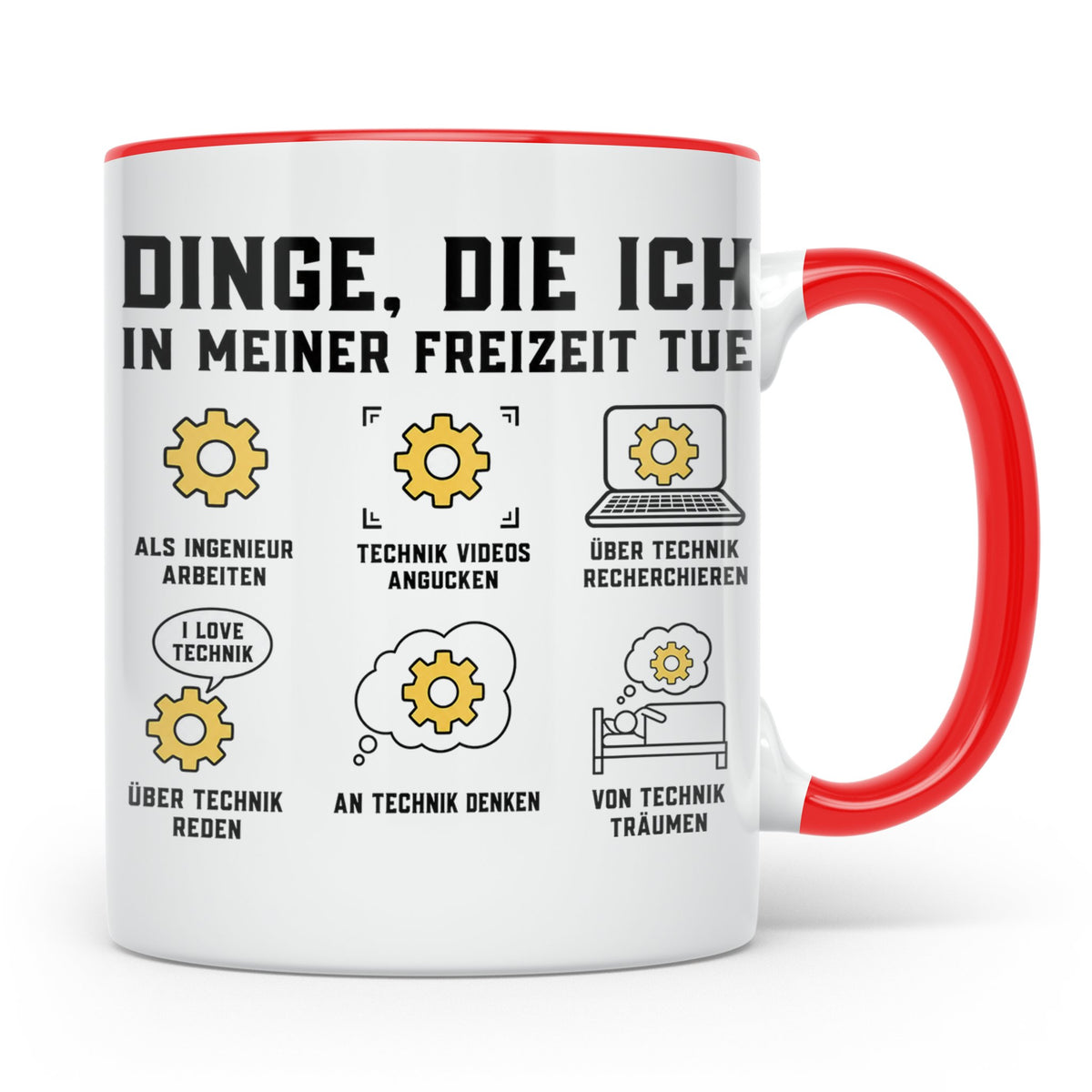 Ingenieur Tasse mit Spruch Dinge die ich tue. Geschenk für M – Rot [farbe:rot]