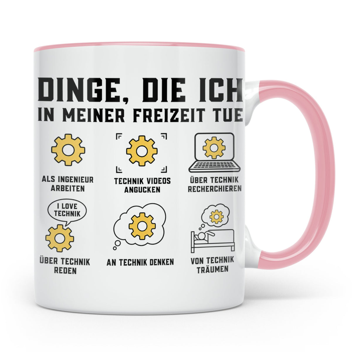 Ingenieur Tasse mit Spruch Dinge die ich tue. Geschenk für M – Rosa [farbe:rosa]