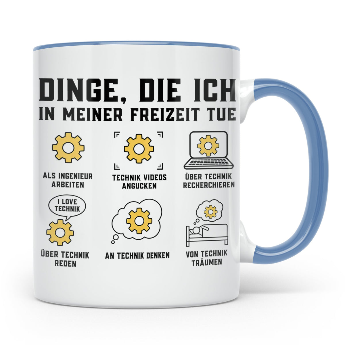 Ingenieur Tasse mit Spruch Dinge die ich tue. Geschenk für M – Blau [farbe:blau]
