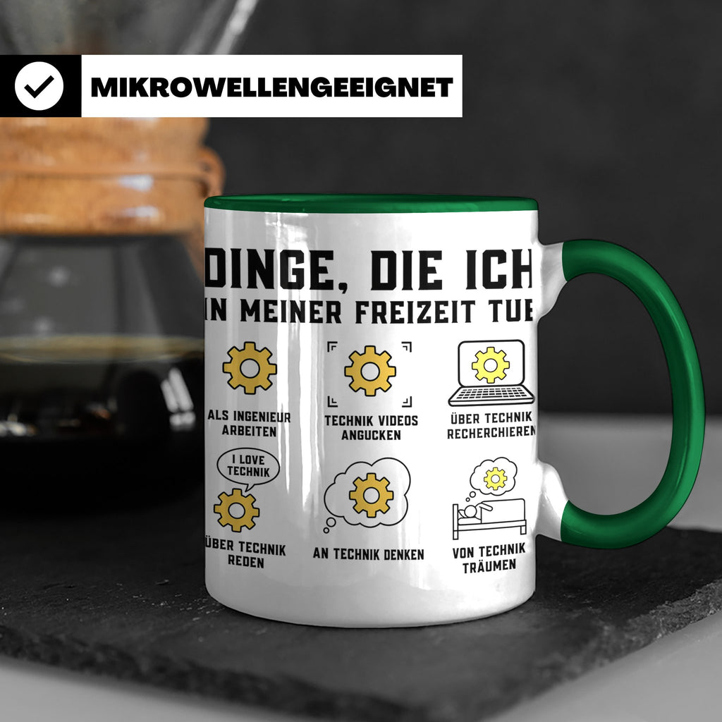 Ingenieur Tasse mit Spruch Dinge die ich tue. Geschenk für M – Grün [farbe:grün]