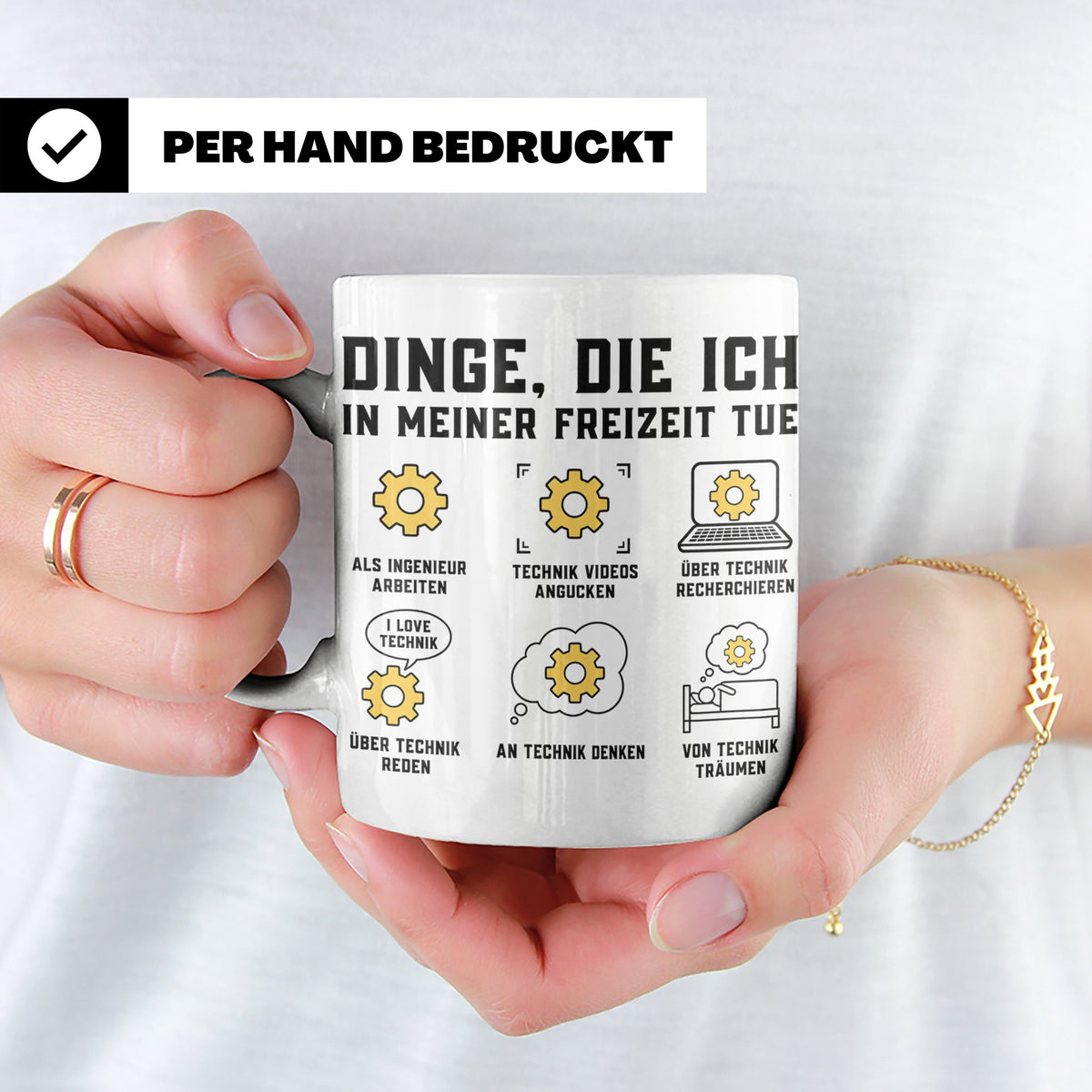 Ingenieur Tasse mit Spruch Dinge die ich tue. Geschenk für M – Weiß [farbe:weiß]