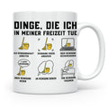 Reinigungskraft Tasse mit Spruch Dinge die ich in meiner Fre – Weiß [farbe:weiß]