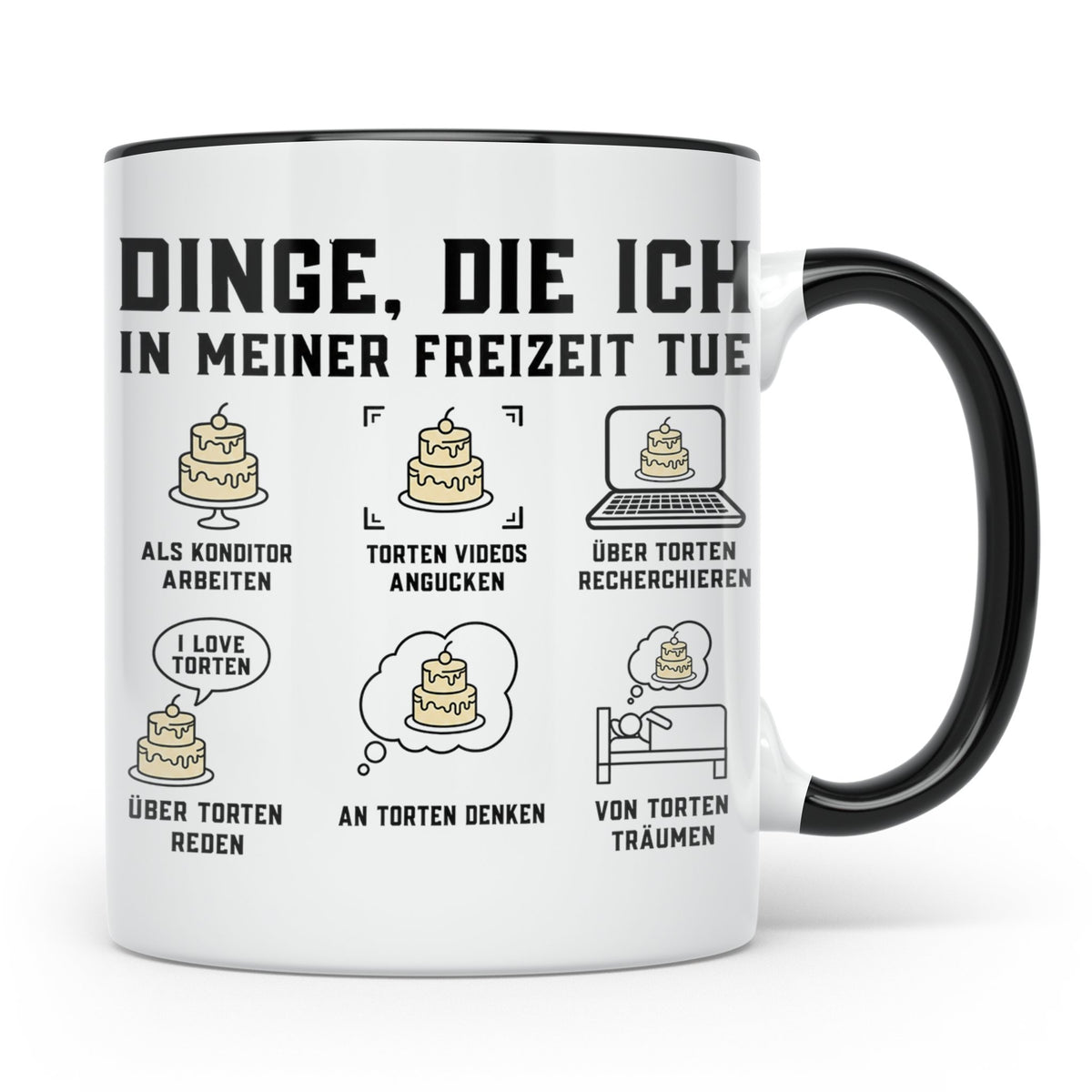 Konditor Tasse mit Spruch Dinge die ich tue, lustiges Gesche – Schwarz [farbe:schwarz]