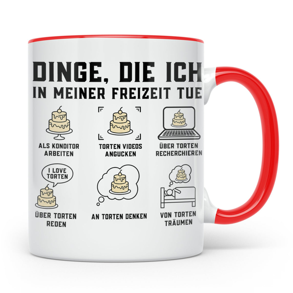 Konditor Tasse mit Spruch Dinge die ich tue, lustiges Gesche – Rot [farbe:rot]