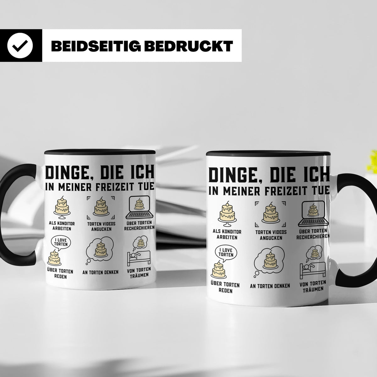 Konditor Tasse mit Spruch Dinge die ich tue, lustiges Gesche – Schwarz [farbe:schwarz]