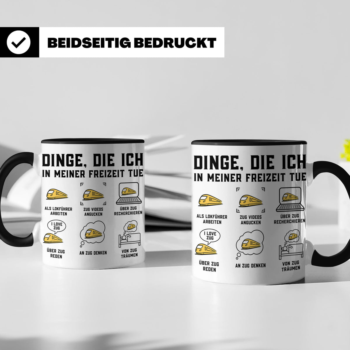 Lokführer Tasse Dinge die ich in meiner Freizeit tue | Lusti – Schwarz [farbe:schwarz]