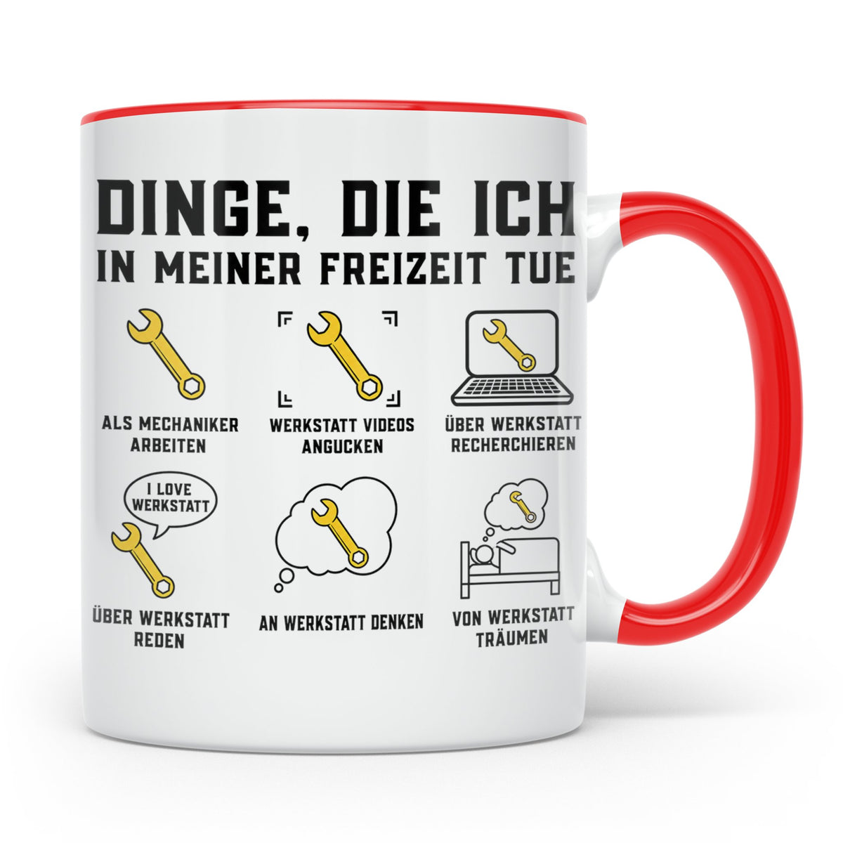 Mechaniker Tasse lustig Dinge die ich tue Geschenk für Schra – Rot [farbe:rot]