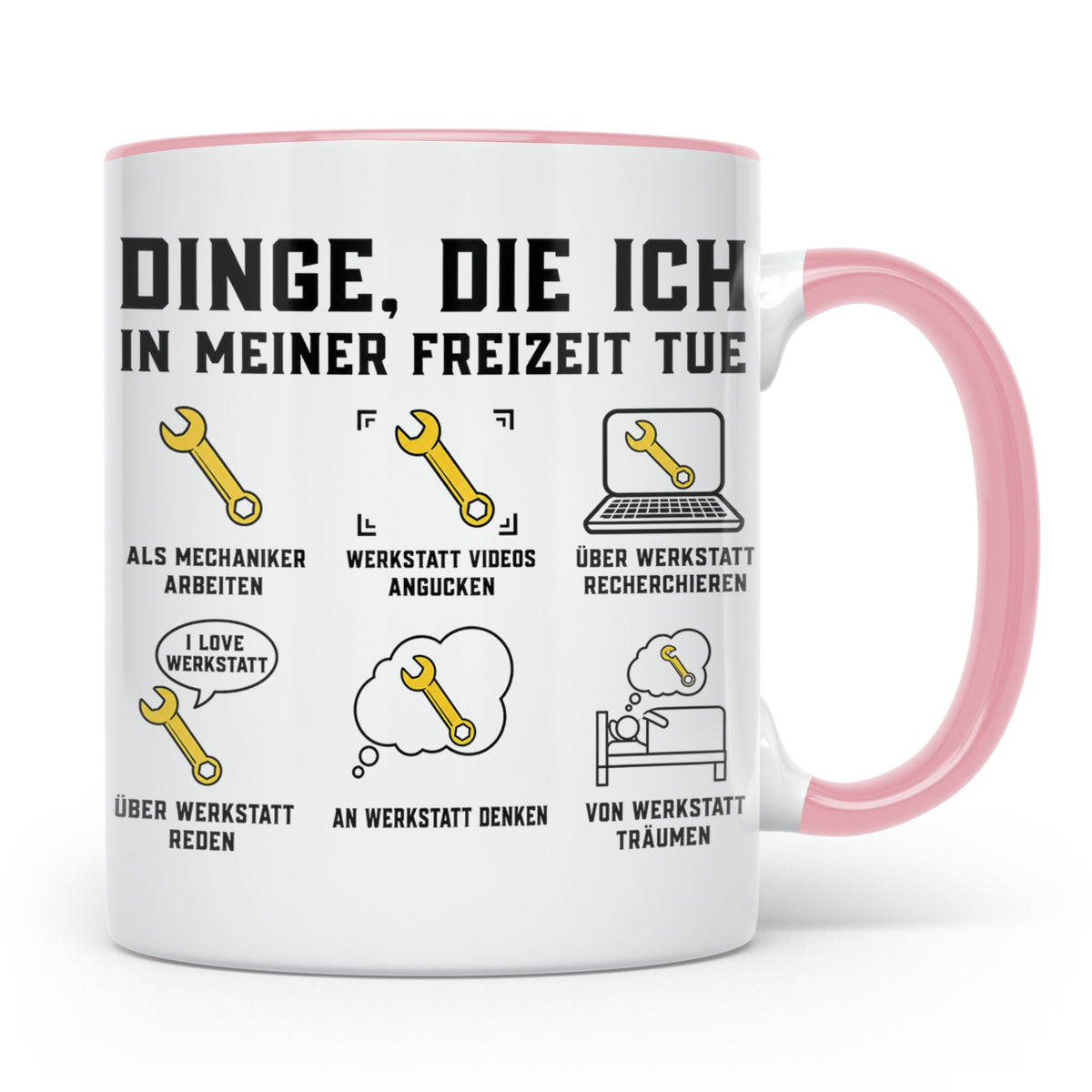 Mechaniker Tasse lustig Dinge die ich tue Geschenk für Schra – Rosa [farbe:rosa]