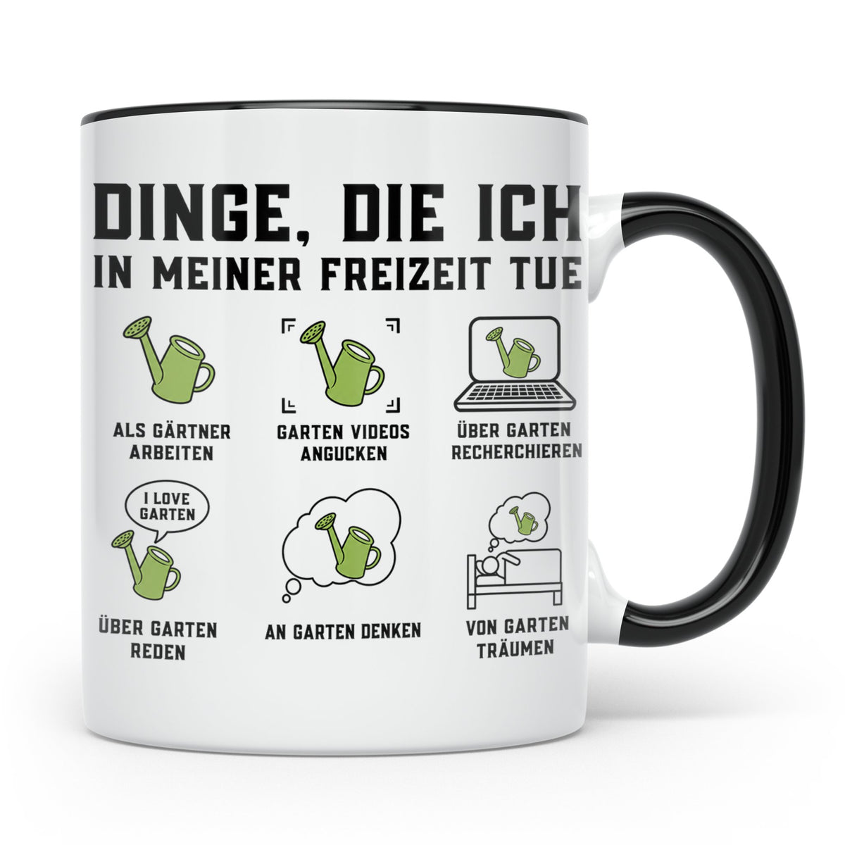 Gärtner Tasse lustig Dinge die ich in meiner Freizeit tue Sp – Schwarz [farbe:schwarz]