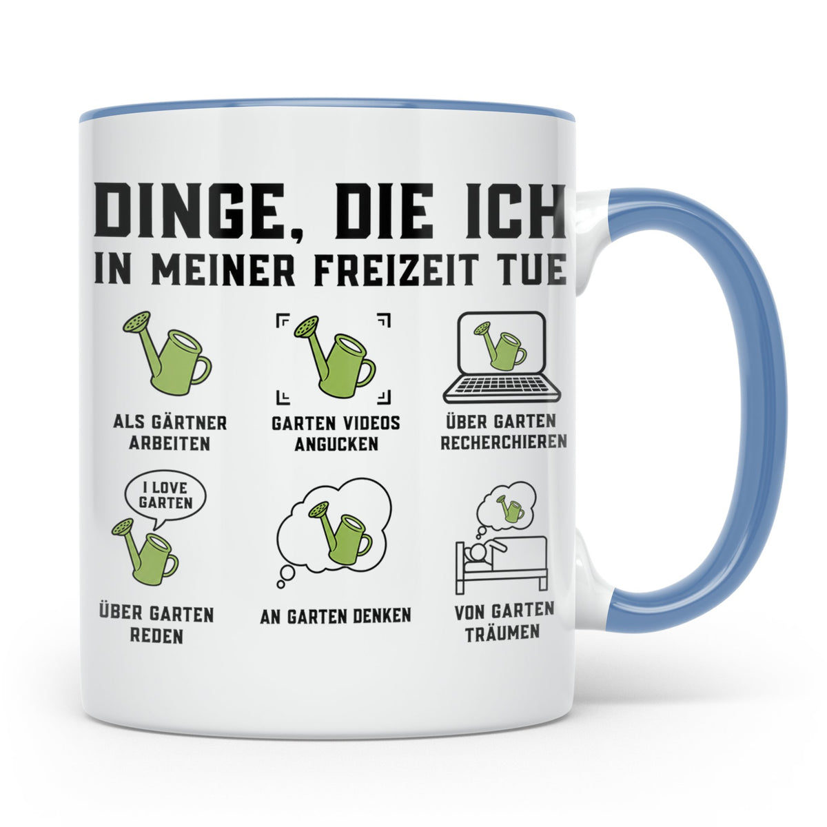 Gärtner Tasse lustig Dinge die ich in meiner Freizeit tue Sp – Blau [farbe:blau]