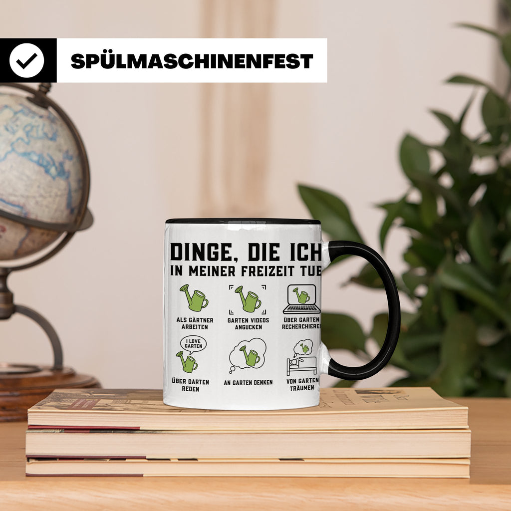 Gärtner Tasse lustig Dinge die ich in meiner Freizeit tue Sp – Schwarz [farbe:schwarz]