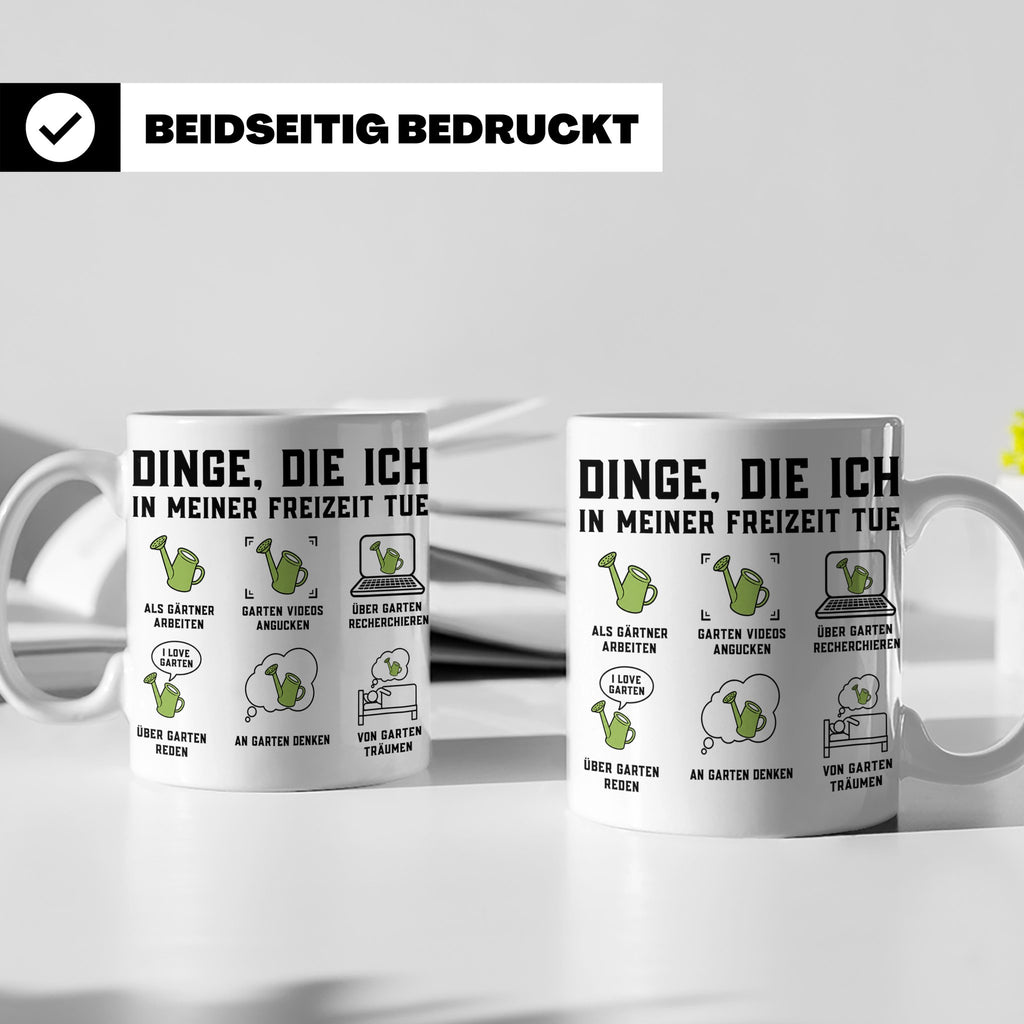 Gärtner Tasse lustig Dinge die ich in meiner Freizeit tue Sp – Weiß [farbe:weiß]