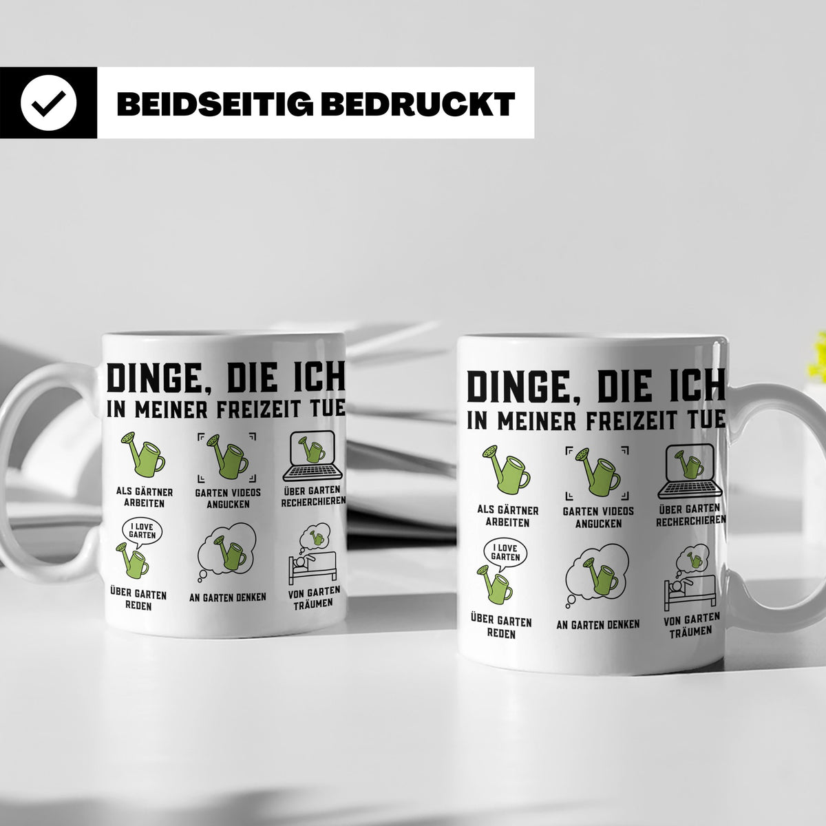 Gärtner Tasse lustig Dinge die ich in meiner Freizeit tue Sp – Weiß [farbe:weiß]