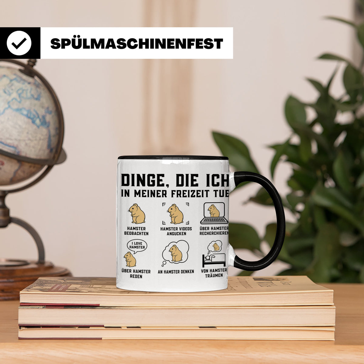 Hamster Tasse 'Dinge die ich in meiner Freizeit tue' lustige – Schwarz [farbe:schwarz]