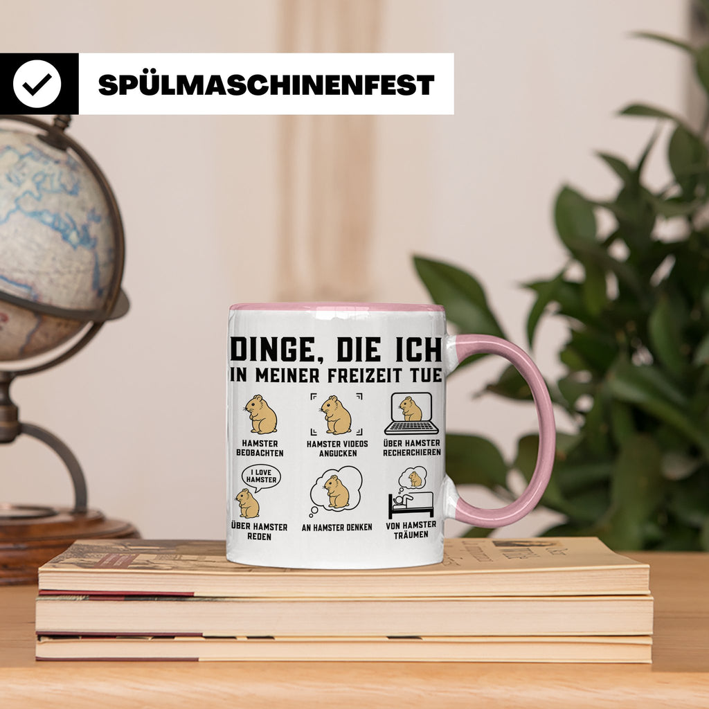 Hamster Tasse 'Dinge die ich in meiner Freizeit tue' lustige – Rosa [farbe:rosa]