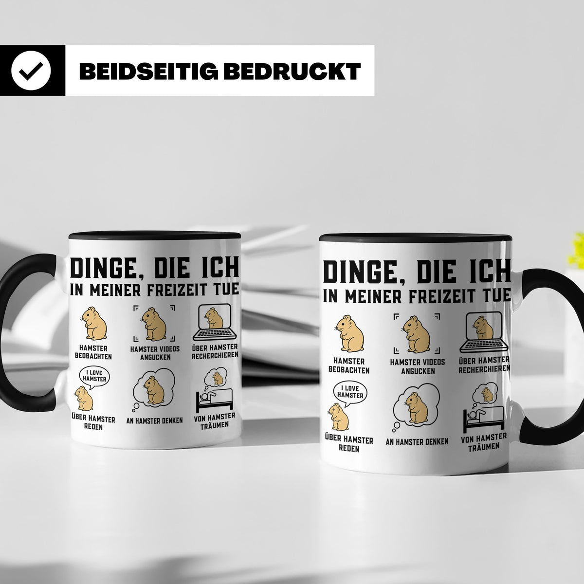 Hamster Tasse 'Dinge die ich in meiner Freizeit tue' lustige – Schwarz [farbe:schwarz]