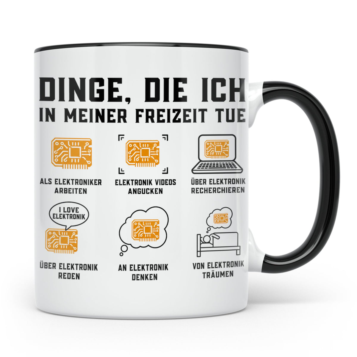 Elektroniker Tasse "Dinge die ich in meiner Freizeit tue" Ge – Schwarz [farbe:schwarz]