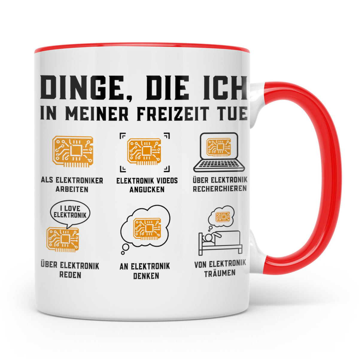 Elektroniker Tasse "Dinge die ich in meiner Freizeit tue" Ge – Rot [farbe:rot]