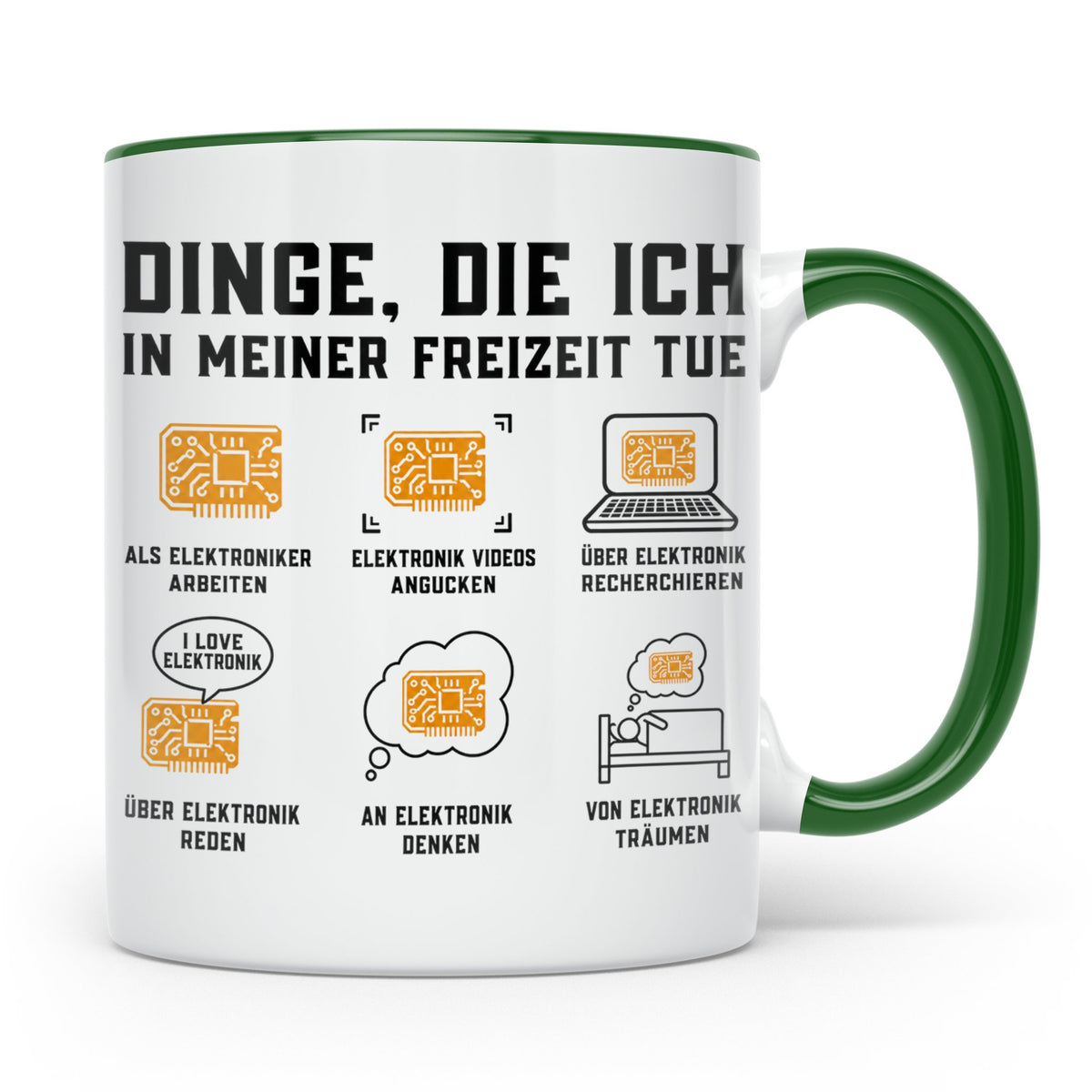 Elektroniker Tasse "Dinge die ich in meiner Freizeit tue" Ge – Grün [farbe:grün]