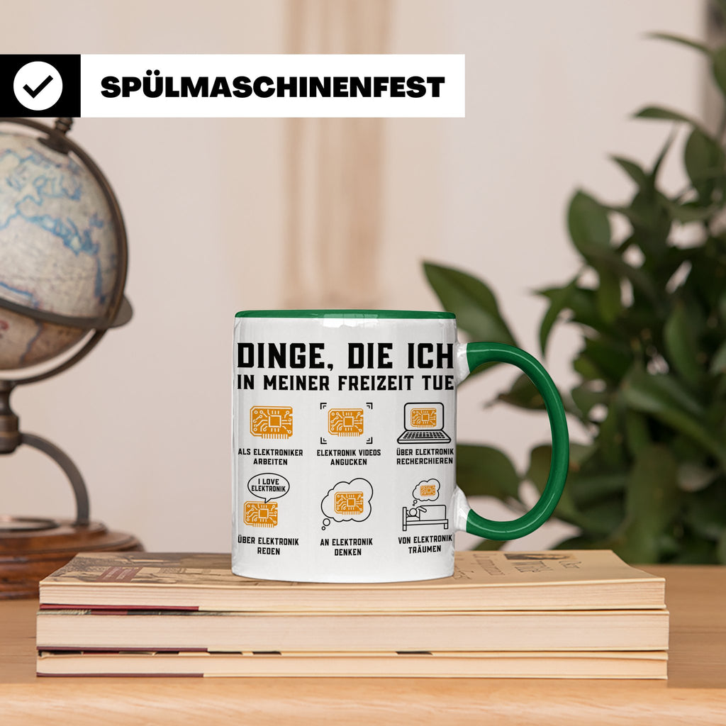 Elektroniker Tasse "Dinge die ich in meiner Freizeit tue" Ge – Grün [farbe:grün]
