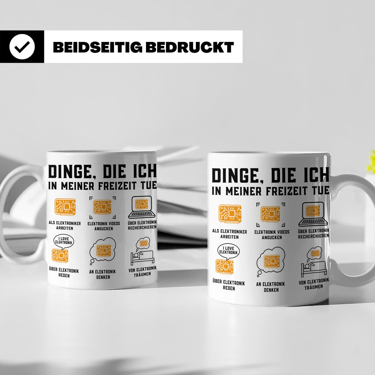 Elektroniker Tasse "Dinge die ich in meiner Freizeit tue" Ge – Weiß [farbe:weiß]