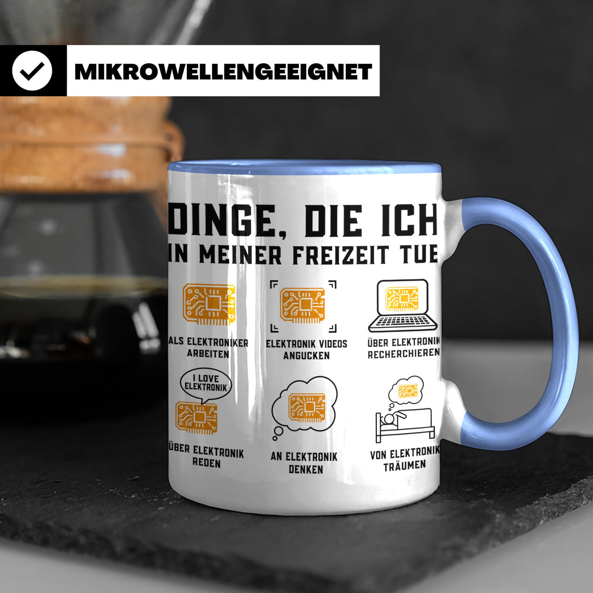 Elektroniker Tasse "Dinge die ich in meiner Freizeit tue" Ge – Blau [farbe:blau]