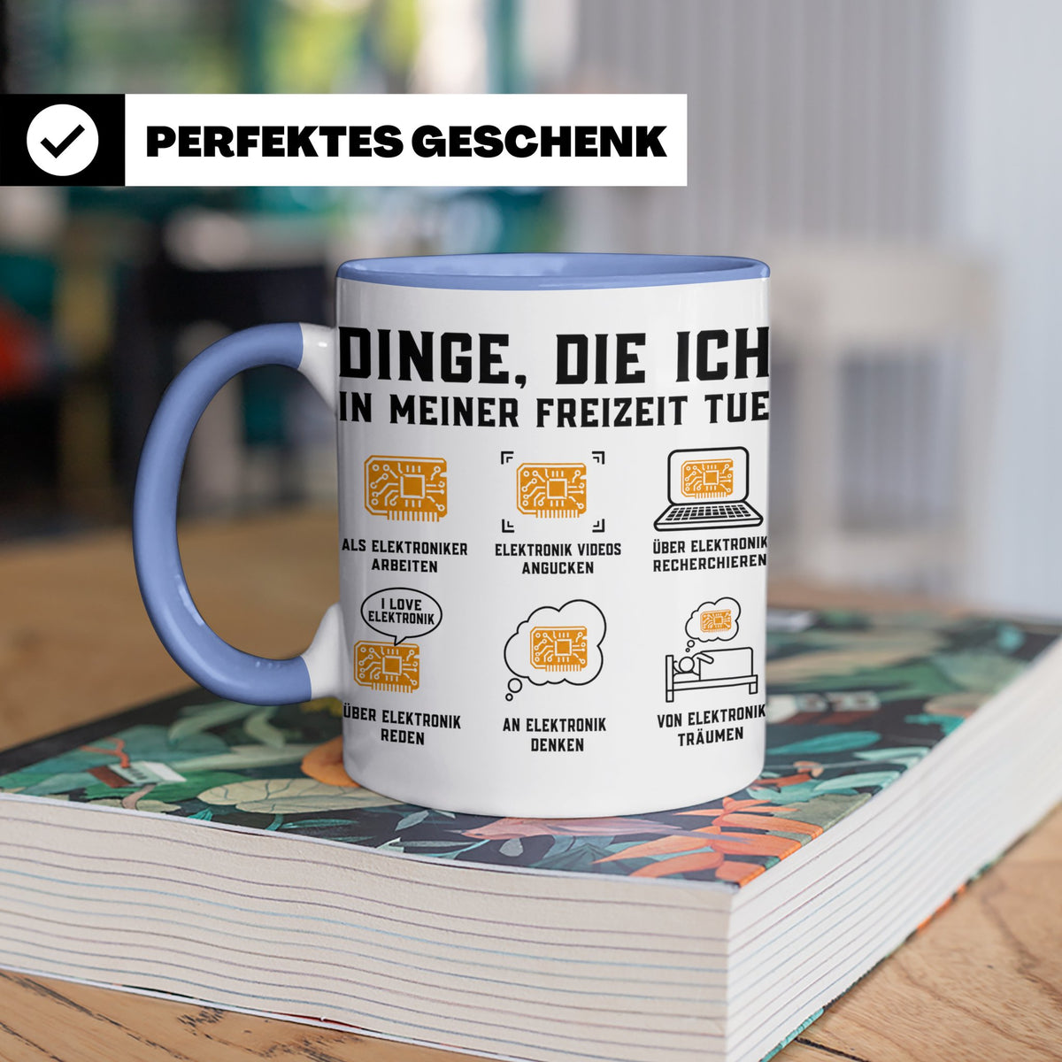 Elektroniker Tasse "Dinge die ich in meiner Freizeit tue" Ge – Blau [farbe:blau]