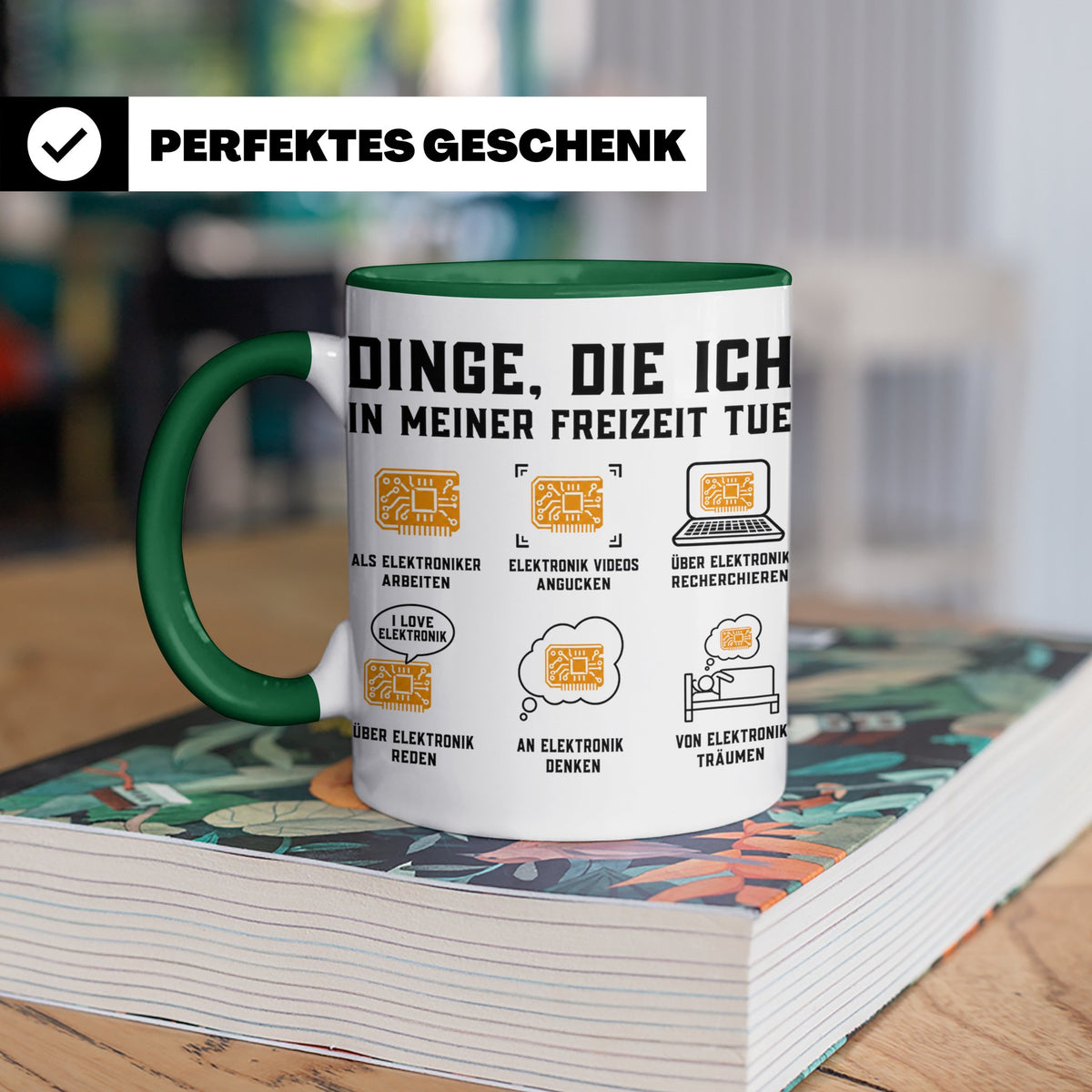 Elektroniker Tasse "Dinge die ich in meiner Freizeit tue" Ge – Grün [farbe:grün]
