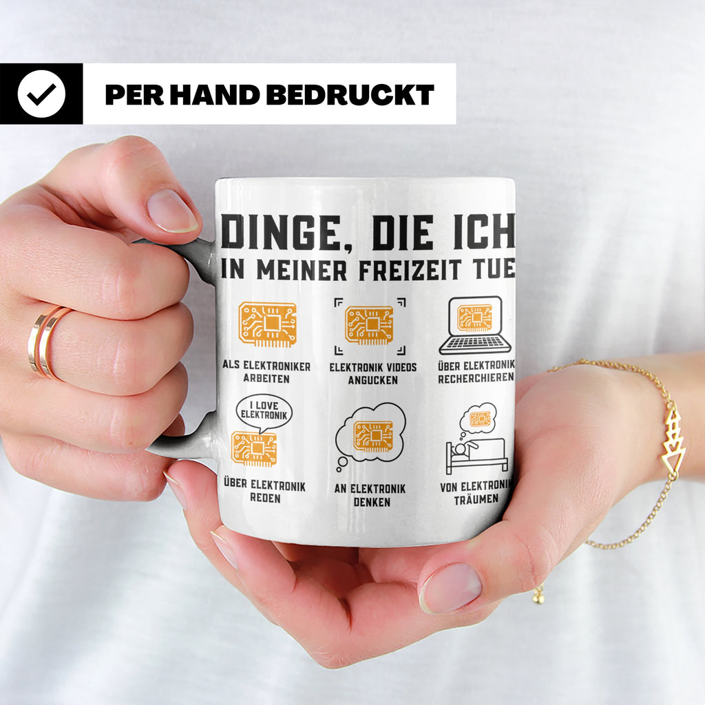 Elektroniker Tasse "Dinge die ich in meiner Freizeit tue" Ge – Weiß [farbe:weiß]