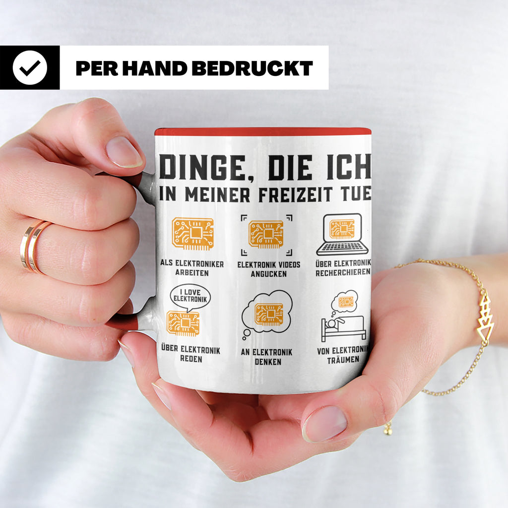 Elektroniker Tasse "Dinge die ich in meiner Freizeit tue" Ge – Rot [farbe:rot]