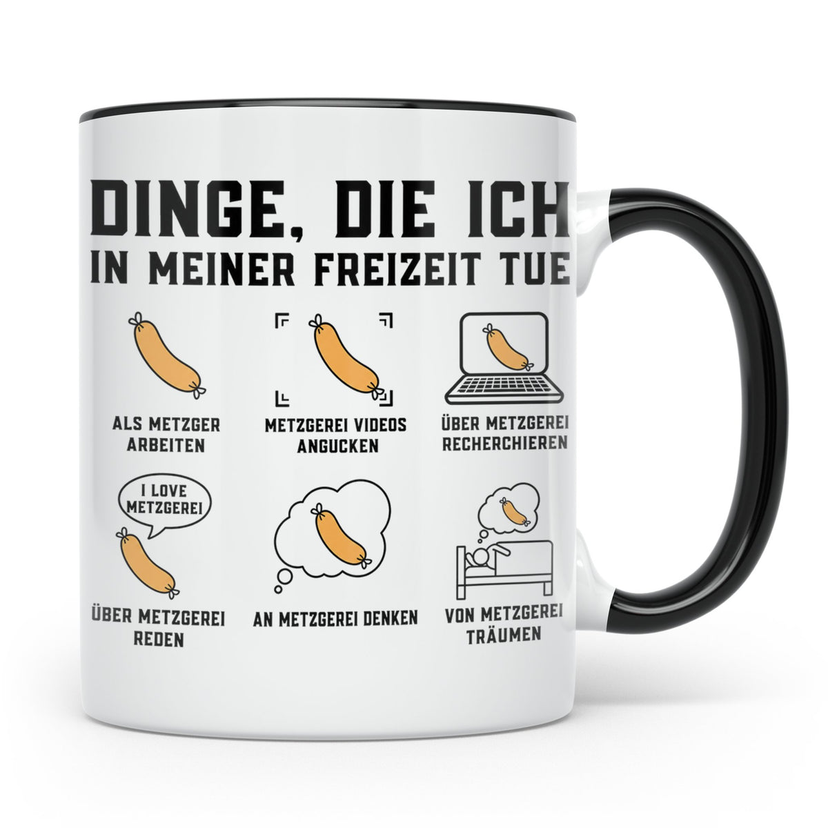 Metzger Tasse lustig Dinge die ich in meiner Freizeit tue Fl – Schwarz [farbe:schwarz]