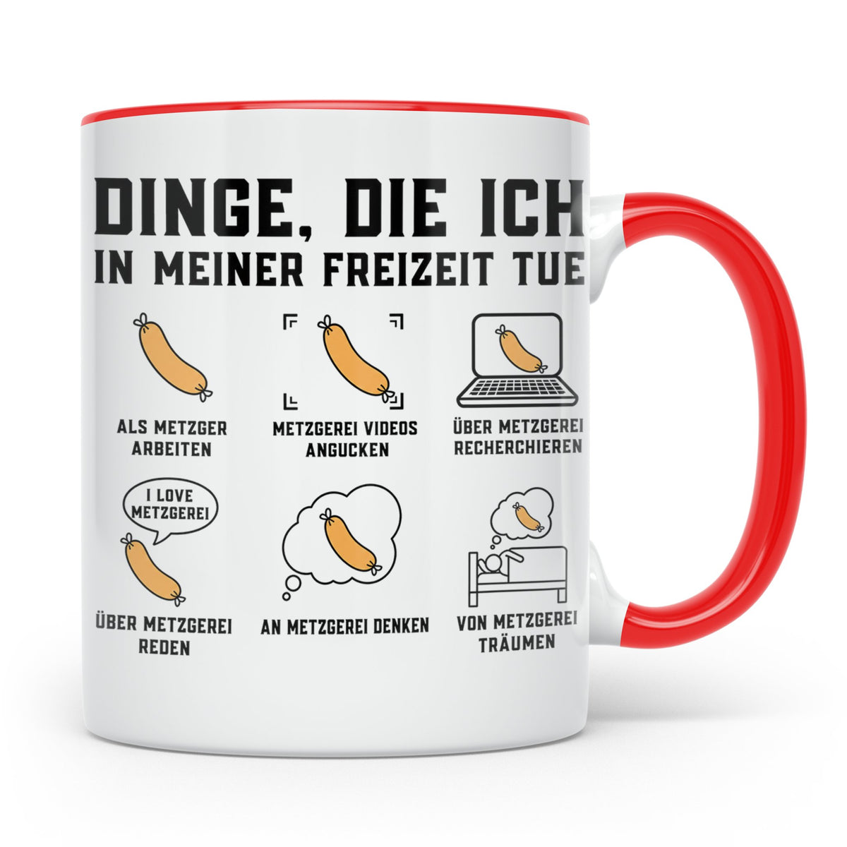 Metzger Tasse lustig Dinge die ich in meiner Freizeit tue Fl – Rot [farbe:rot]