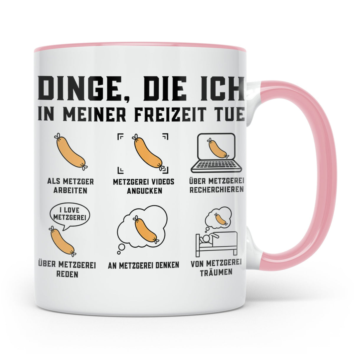 Metzger Tasse lustig Dinge die ich in meiner Freizeit tue Fl – Rosa [farbe:rosa]