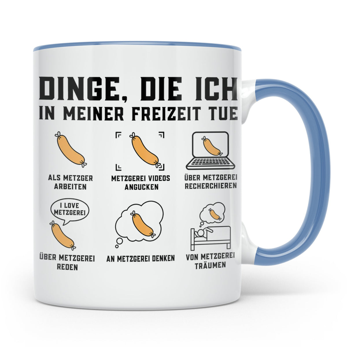 Metzger Tasse lustig Dinge die ich in meiner Freizeit tue Fl – Blau [farbe:blau]