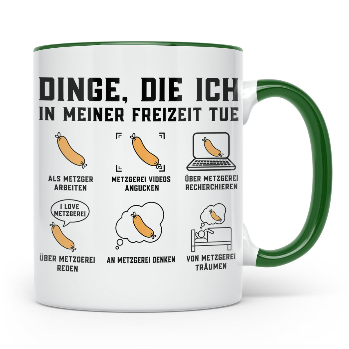 Metzger Tasse lustig Dinge die ich in meiner Freizeit tue Fl – Grün [farbe:grün]