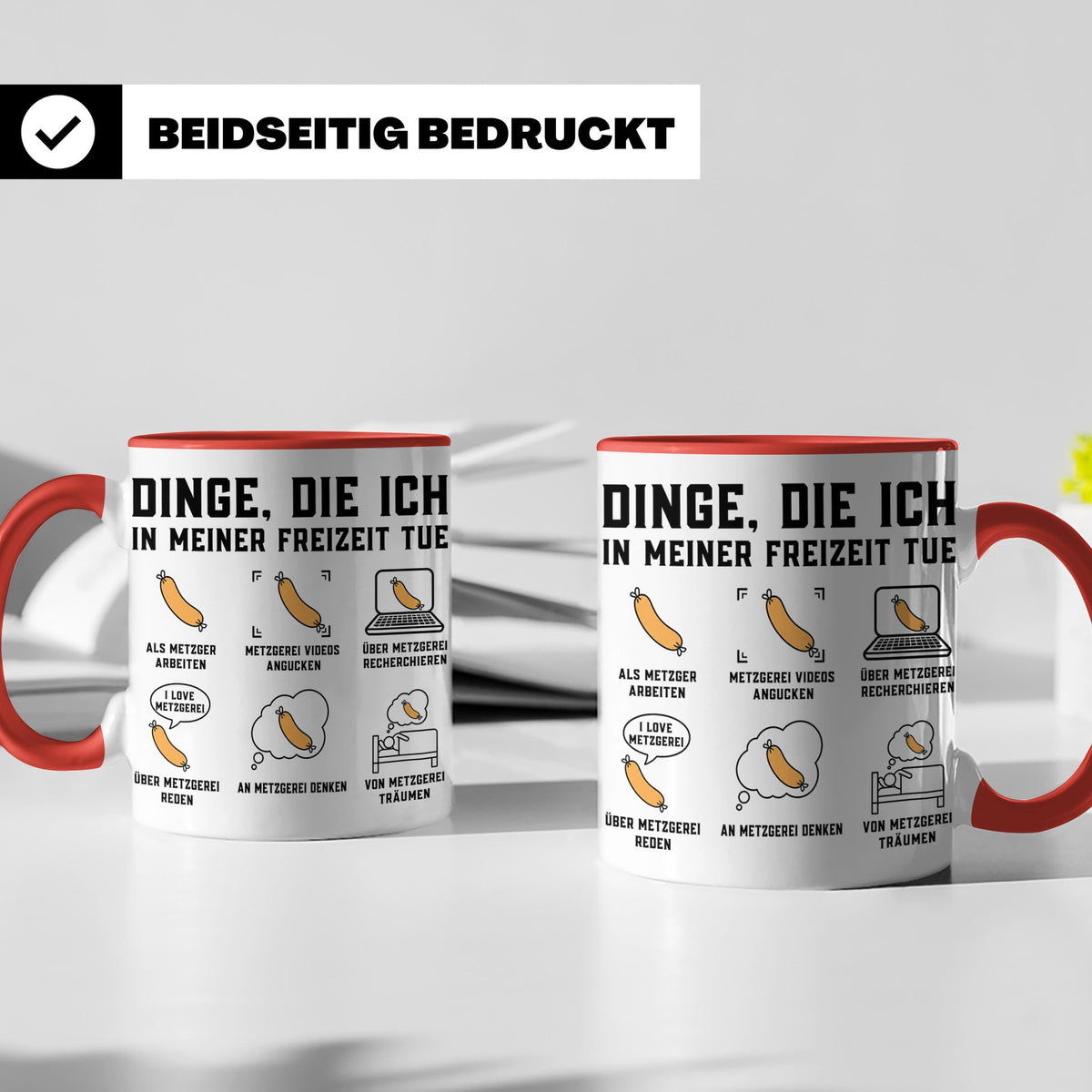 Metzger Tasse lustig Dinge die ich in meiner Freizeit tue Fl – Rot [farbe:rot]