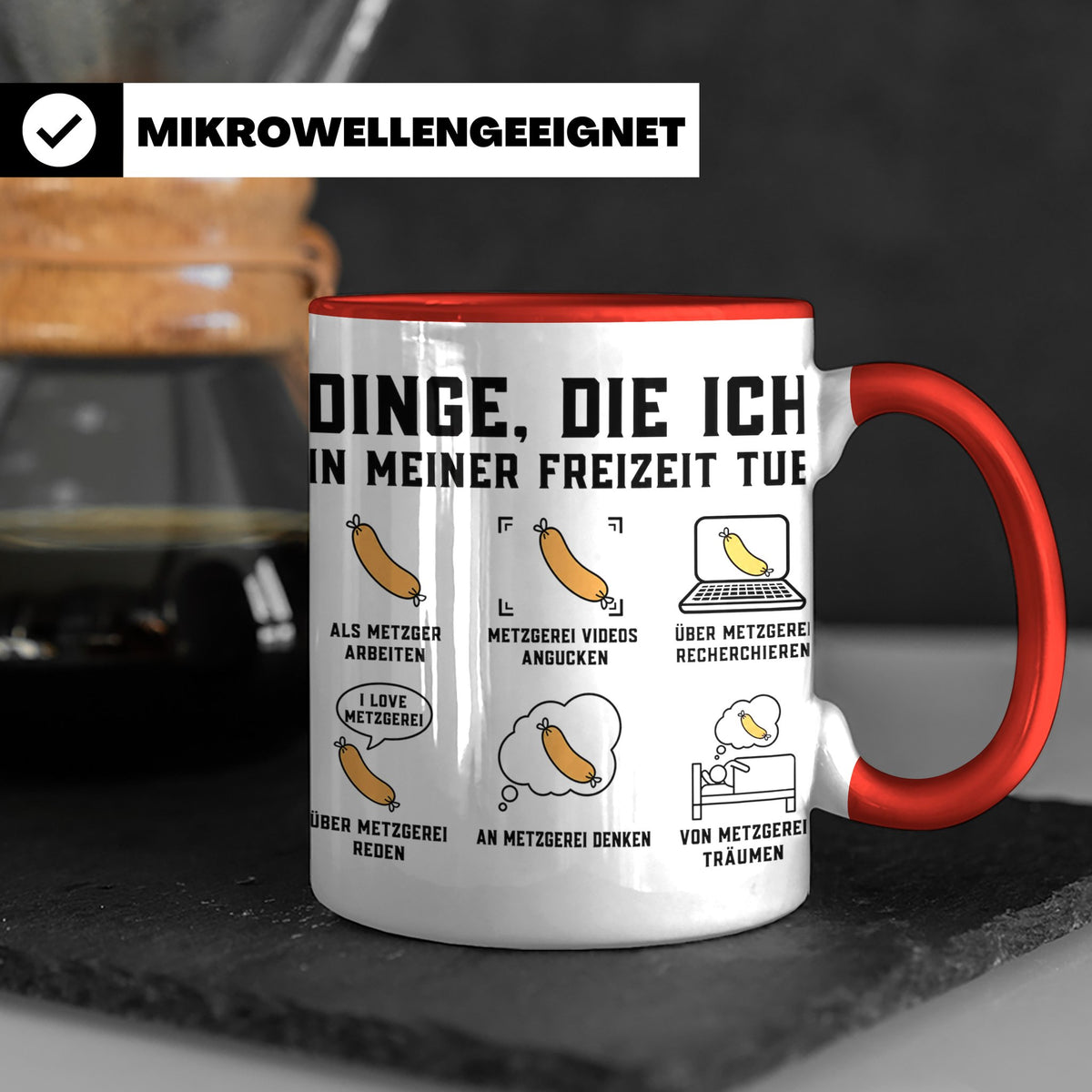Metzger Tasse lustig Dinge die ich in meiner Freizeit tue Fl – Rot [farbe:rot]