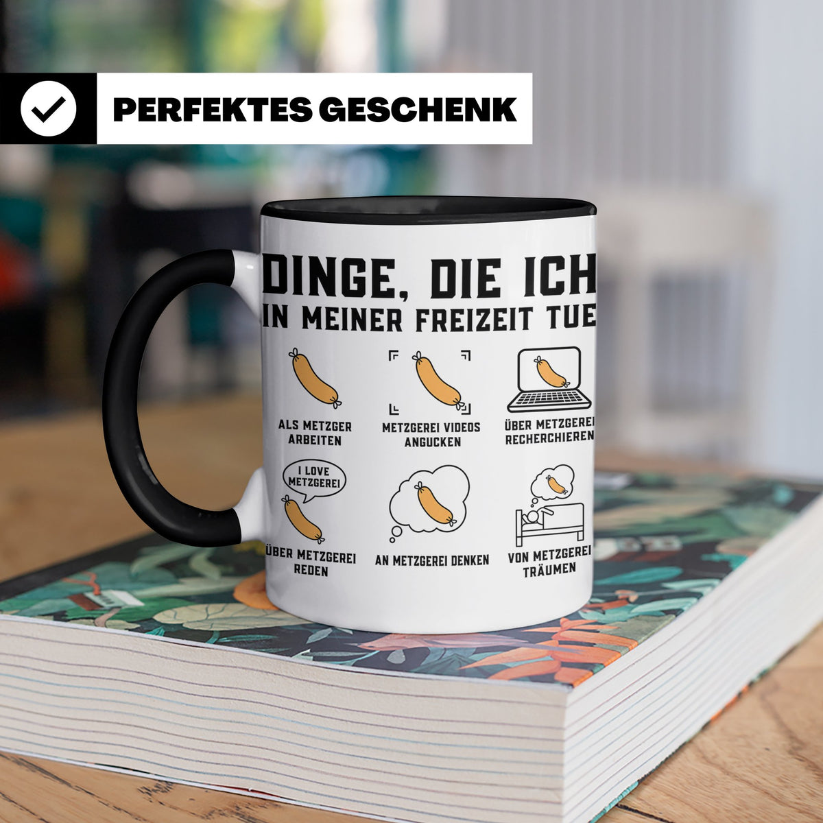 Metzger Tasse lustig Dinge die ich in meiner Freizeit tue Fl – Schwarz [farbe:schwarz]