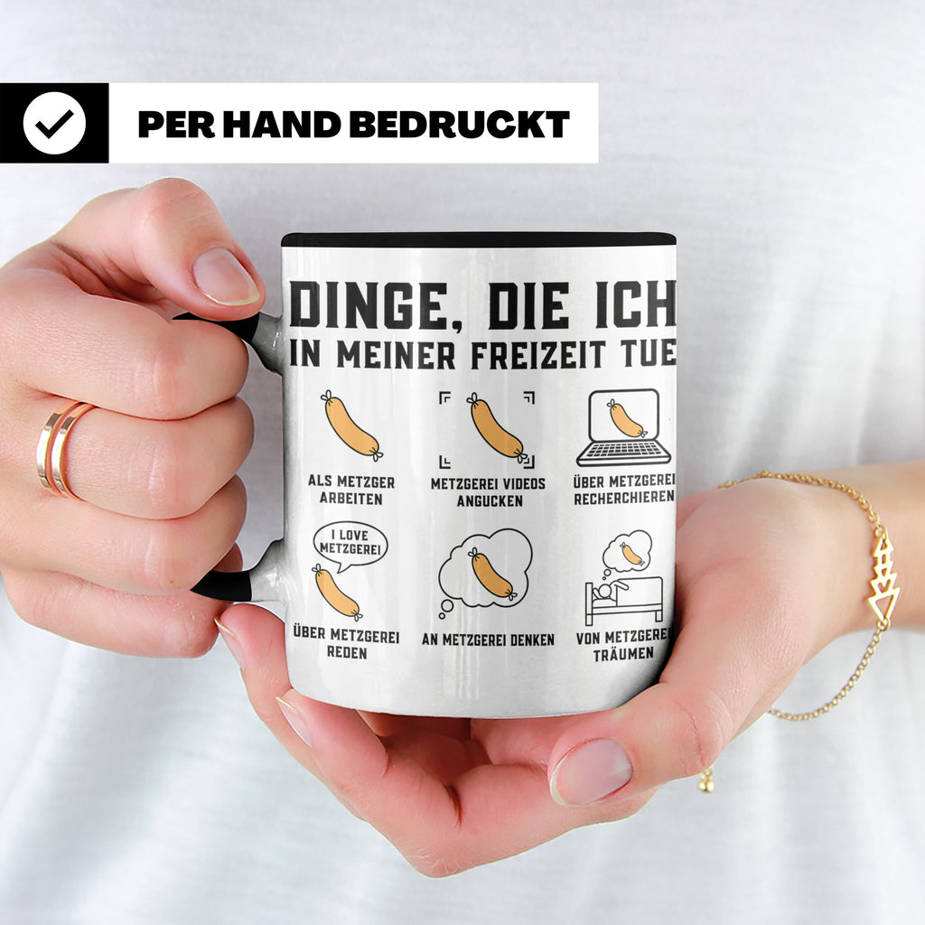 Metzger Tasse lustig Dinge die ich in meiner Freizeit tue Fl – Schwarz [farbe:schwarz]