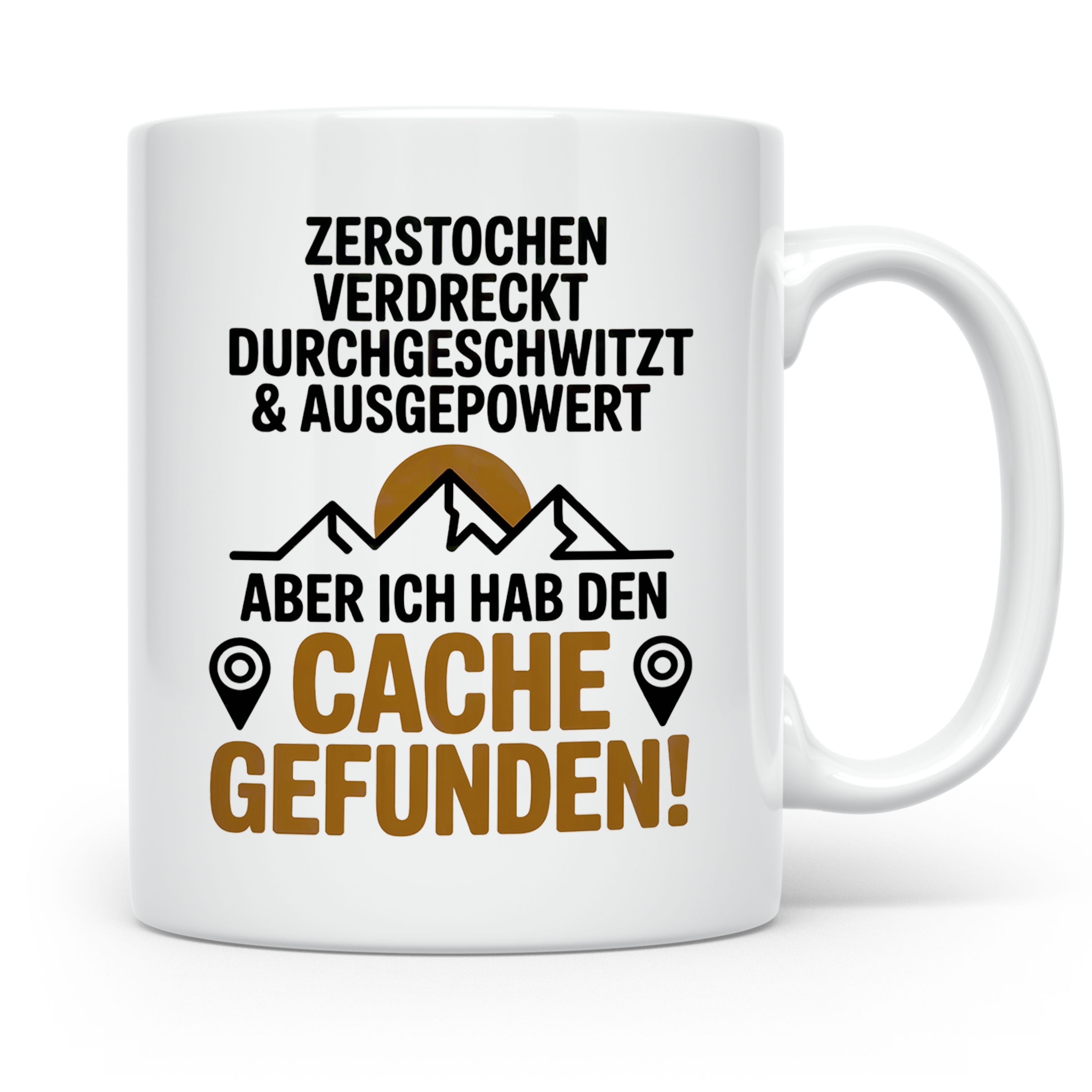 Geocaching Tasse - Zerstochen Verdreckt Cache gefunden Gesch – Weiß [farbe:weiß]